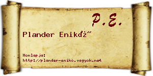 Plander Enikő névjegykártya